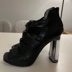 Black Italian heels with acrylic heel